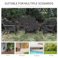 Outsunny 4-Piece Outdoor Patio Conversation Set Garden Furniture Set with Weather-Fighting PP Materials, Adirondack Comfort, & Coffee Table, Black(m-6)