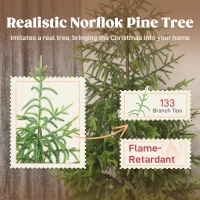 HOMCOM Set of 2 Artificial Christmas Tree, 4 ft Norflok Pine Xmas Tree with 133 Molded Tips and Pot Base, Easy Assembly, Green(m-5)