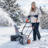 Outsunny 40V 18" Cordless Snow Blower with PU Auger, 1400W Brushless Motor, 12" Depth, Two 4.0Ah Batteries & Fast Charger(m-8)