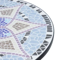 Outsunny 23.6" Mosaic Round Patio Table with Ceramic Tabletop, Outdoor Furniture, Multicolor(m-7)