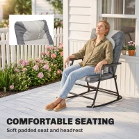 Outsunny 3-Piece Outdoor Foldable Rocking Chair Set, Light Grey(m-7)