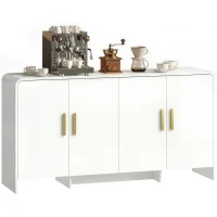 HOMCOM 60" Sideboard Buffet Cabinet with Soft Close Doors, TV Stand for TVs up to 72 Inch, White Wood Grain(m-9)