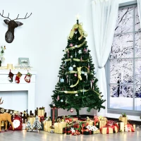 HOMCOM 6ft Tall Unlit Full Spruce Artificial Christmas Tree with Realistic Branches and 1000 Tips(m-10)