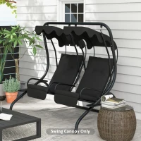 Outsunny 84A-052 Series 2-Seater Swing Canopy Replacement Top Cover, Black(m-10)
