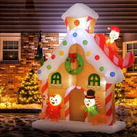 Outsunny 7FT Giant Inflatable Gingerbread House, Christmas Blow Up Decoration with Built-in LED Lights for Indoor, Outdoor, Yard(m-10)
