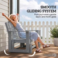 Outsunny Patio Glider Bench w/ HDPE Slatted Double Rocking Chair, Light Gray(m-4)