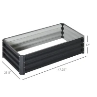 Outsunny Galvanized Raised Garden Bed, 4' x 2' x 1' Metal Planter Box, for Growing Vegetables, Flowers, Herbs, Succulents, Gray(m-3)