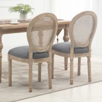 HOMCOM French-Style Upholstered Dining Chair Set, Gray(m-7)