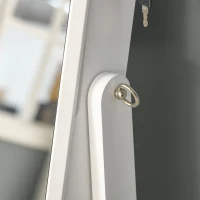 HOMCOM Floor Standing Jewelry Cabinet, Lockable Jewelry Organizer with Full-Length Mirror, and 3 Adjustable Angles, White(m-12)