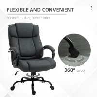 Vinsetto Linen Computer Desk Chair, Executive Office Chair with Spring Padding and Swivel Wheels, Charcoal Grey(m-7)