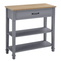 HOMCOM Modern Style Sofa Console Entry Hallway Table with Drawer and Shelves, Sturdy Build, and Large Storage, Grey(m-1)