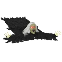 Outsunny 72" Life Size Halloween Animated Crawling Zombie with Glowing LED Eyes, Battery Operated, Indoor Outdoor Party Props(m-9)