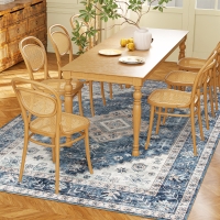 HOMCOM 4x6 Vintage Washable Non-Slip Rug, Blue