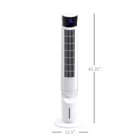 HOMCOM 42'' Evaporative Air Cooler, Ice Cooling Fan with 3 Speeds, 4 Modes, 12 Hour Timer, LED Display and Remote Control for Bedroom, Office or Living Room, White(m-3)
