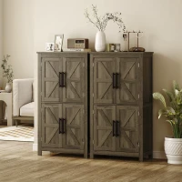 HOMCOM Bathroom Floor Storage Cabinet, Farmhouse Bathroom Cabinet with 4 Doors and Adjustable Shelf, Brown(m-8)