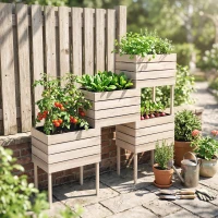 Outsunny 4PCS Wooden Raised Garden Beds Kits Elevated Planter for Outdoor Plants Flowers Vegetables, Raised Garden Boxes(m-10)