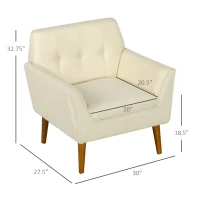 HOMCOM Traditional Accent Chair, Button Tufted Armchair with Wood Legs for Living Room, Bedroom, Beige(m-3)