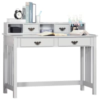 HOMCOM Study Writing Desk Computer Table Workstation with Removable Shelf, 2 Drawers, and Wide Tabletop, Grey(m-11)