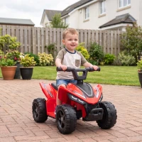 Qaba Kids ATV, 6V Battery Powered Kids Quad with 4 Wheeler, Handlebar Button Control, Max 1.2MPH, Max 55lbs Load, Red(m-10)