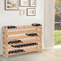 HOMCOM Stackable Wine Rack, Modular Storage Shelves, 72-Bottle Holder, Freestanding Display Rack for Kitchen, Pantry, Cellar, Natural(m-10)