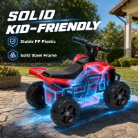 Qaba Kids ATV, 6V Battery Powered Kids Quad with 4 Wheeler, Handlebar Button Control, Max 1.2MPH, Max 55lbs Load, Red(m-6)