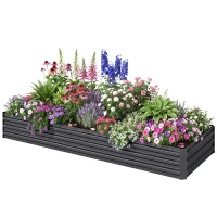 Outsunny 95" x 36" x 12" Galvanized Raised Garden Bed, Easy DIY and Cleaning for Growing Flowers, Herbs, Succulents, Gray(m-11)