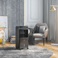 HOMCOM 3-In-1 Ice Cooling Fan, Mobile Evaporative Air Cooler with Remote, Timer, Oscillating for Home Office, Bedroom, Black(m-2)