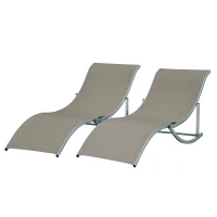 Outsunny Pool Chaise Lounge Chairs Set of 2, S-shaped Foldable Outdoor Chaise Lounge Chair Reclining for Patio Beach Garden With 264lbs Weight Capacity, Light Grey(m-11)