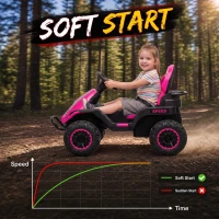 Qaba 24V Kids Electric Ride On Car with Dual Motors, Remote Control, 4-Wheel Suspension, Soft Start for 3-6 Years, Pink(m-6)