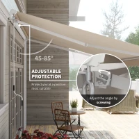 Outsunny 12' x 10' Retractable Awning Patio Awnings Sun Shade Shelter with Manual Crank Handle, 280g/m² UV & Water-Resistant Fabric and Aluminum Frame for Deck, Balcony, Yard, Cream White(m-15)