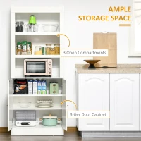 HOMCOM 72" Kitchen Buffet with Hutch, Kitchen Pantry Cupboard with 2 Door Cabinet, and 2 Adjustable Shelves, White(m-4)