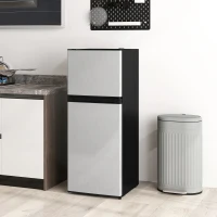 HOMCOM Small Fridge with Freezer, 4 Cu Ft Refrigerator with Reversible Doors, Silver(m-10)