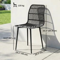 Outsunny Outdoor Dining Chairs Set of 4, Patio Chairs with Slotted Backrest, Black(m-3)