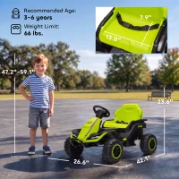 Qaba 24V Kids Electric Ride On Car with Dual Motors, Remote Control, 4-Wheel Suspension, Soft Start for 3-6 Years, Green(m-3)