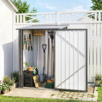 Outsunny Small Metal Garden Shed, 3.3' x 3.4', Galvanized Steel, Lockable Tool Shed for Patio, Backyard, Lawn, Dark Gray(m-10)
