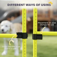 PawHut 4 Piece Dog Agility Set with Adjustable Height Jump Bars, Carry Bag, Displacing Top Bar, Yellow Yellow(m-8)