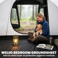 Outsunny 3-4 Person Easy Setup Cabin Tent with Two Room, Waterproof & UV30+ Camping Tent with Carrying Bag, Charcoal(m-5)