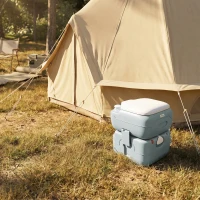 Outsunny Porta Potty, 5.8 Gallon Portable Toilet with Level Indicator and Anti-Leak Pump for Camping, Boating, Hiking, Travel, RV(m-9)