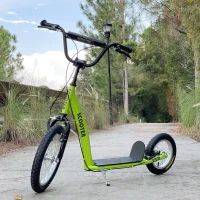 Aosom Youth Scooter Kick Scooter for Kids 5+ with Adjustable Handlebar 16" Front and 12" Rear Dual Brakes Inflatable Wheels, Green(m-10)