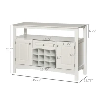 HOMCOM Coffee Bar Cabinet, Modern Sideboard Buffet Cabinet, Wine Cabinet with Drawer and 12-Bottle Wine Rack for Living Room, White(m-3)
