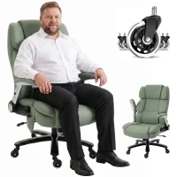 HOMCOM Ergonomic Office Chair with Inflatable Adjustable Lumbar Support, 400 Lbs Heavy Duty High Back Desk Chair, Light Green(m-11)