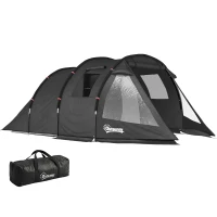 Outsunny 3-4 Person Easy Setup Cabin Tent with Two Room, Waterproof & UV30+ Camping Tent with Carrying Bag, Charcoal(m-1)