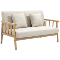 HOMCOM 48" 2 Seater Couch for Small Spaces, Modern Loveseat Sofa for Bedroom, Living Room Furniture, Small Couch, Beige(m-11)