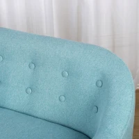 Qaba 2-Seat Kids Sofa, Toddler Sofa Couch, Linen-Like Fabric & Wood Frame Sofa Chair for Ages 3-7, 11" High Seat, Blue(m-8)