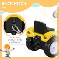 Aosom Kids Ride on Excavator, Pedal Go Kart with Front Loader Digger for 3 Year Old, Yellow(m-7)