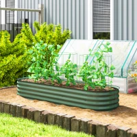 Outsunny 6.4' x 2' x 1' Galvanized Raised Garden Bed Kit, Metal Planter Box with Safety Edging, Green(m-2)