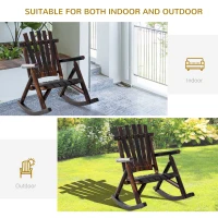 Outsunny Outdoor Wooden Rocking Chair, Single-Person Rustic Adirondack Rocker with Slatted Seat, High Backrest, Armrests for Patio, Garden and Porch, Brown(m-4)