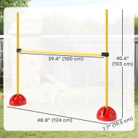 PawHut Dog Agility Training Equipment, 4 PCS Obstacle Course with Height Adjustable Jump Hurdle and Bag, Yellow(m-3)