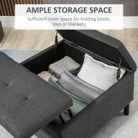 HOMCOM 30" Square Storage Ottoman, Upholstered Ottoman Coffee Table with Lift Top, Button Tufted and Wood Legs, Accent Footstool for Living Room, Dark Gray(m-6)