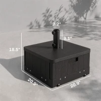 Outsunny 3-in-1 Outdoor Umbrella Base, Coffee End Table, Flower Box Planter, 175lbs Capacity Patio Umbrella Stand Table with Wheels and Handles, Black(m-3)